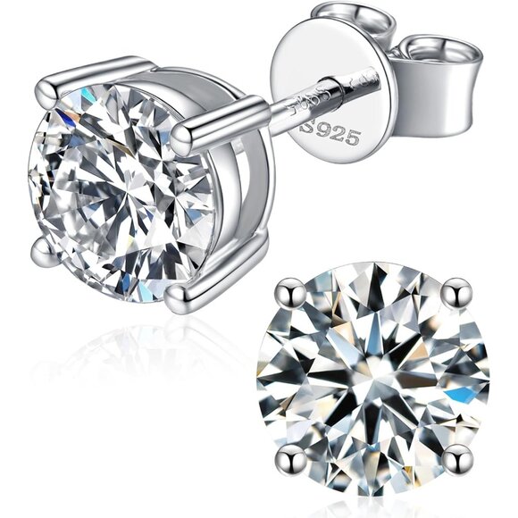 Moissanite Stud Earrings for Women 925 Sterling Silver Earrings 18K White Gold